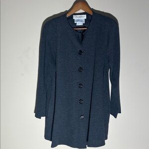 Vintage Ma Mere Saks Fifth Avenue Gray Longline Button Front Cardigan Sweater S